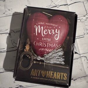 Demdaco Art Hearts Have Yourself A Merry Little Christmas Ornament with Key NIB